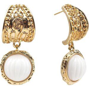 White Dangle Drop Earrings for Women Cute Gold Geometric Statement Jewelry